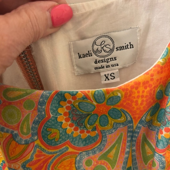 Kaeli Smith Orange Green Scoop Neck Sundress - Picture 3 of 4